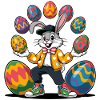 Osterhase mit bunten Eiern