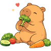 Capybara loves vegetables – relaxed & cute