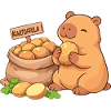 Capybara with potatoes – relaxed & cute