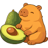 Capybara mit Avocado