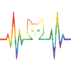 Regenbogenkatze mit Pulsherzlinie