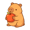 Capybara illustration with apple