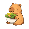 Capybara with salad – relaxed & cute