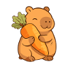 Capybara with carrot – relaxed & cute