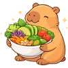Chubby Capybara with Salad Bowl