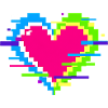 Pixel Heart Neon Glitch Rainbow