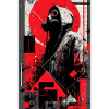 Gasmaske im Graffiti-Dystopie