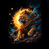 Solar Lion with Moons and Bursts