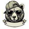 Bear with retro sunglasses