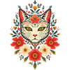 Flower cat in folk style