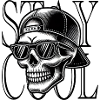 Skeleton with cap and sunglasses