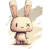 Cute rabbit with X-eyes