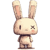 Hugging rabbit with cross eyes