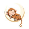 Sleeping monkey on moon pillow