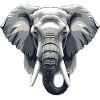 Elephant Head Grayscale Vector