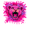 Pinker Löwe im Farbschwall