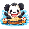 Kawaii Panda with Cake Feast