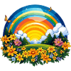 Blooming rainbow at sunrise