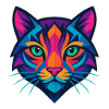 Buntes geometrisches Katzengesicht