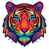 Neon Tiger Pop Art Headshot