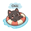 Chat Chill en Bouée