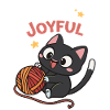 Chat Joyeux et Pelote Kawaii