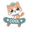 Cat on Pastel Skateboard