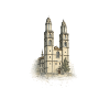 Cathédrale aquarelle avec deux tours