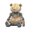 Patched Teddy Bear in Rusty Robot
