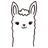 Cute Alpaca Llama Head Line Art