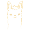 Cute Alpaca Llama Head Line Art