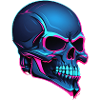 Neon Skull Blue Neon Lines