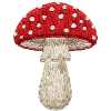 Mushroom red-white in embroidered look (printed)