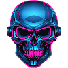 Neon Skull with Headphones
