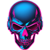 Neon Skull mit Kopfhörern