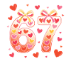 67 Birthday Hearts Bow Design