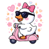 Duck on Pink Scooter with Bow