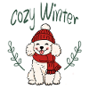 Cuddly winter dog with hat