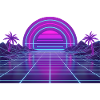 Neon Retro Sunset Grid 90s