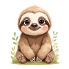 Cute Sloth Sitting