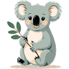 Kleiner Koala mit Blattzweig