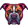 Neon Bulldog Head Illustration