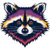 Neon Waschbär Kopf