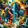 Bunter Traumwelt-Dinosaurier