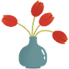 Tulip Burst in Teal Vase