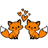 Fox Couple Hearts Love
