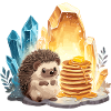 Hedgehog with pancakes in crystal cave