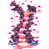 Pink waterfall with bear light