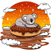 Koala on donut in sunset