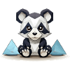 Low-Poly Panda am Eisgebirge